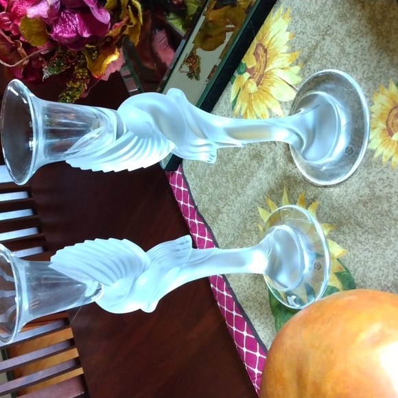 💕HP💕Snow Dove Crystal Candlesticks by Faberge NWOT - Picture 5 of 10